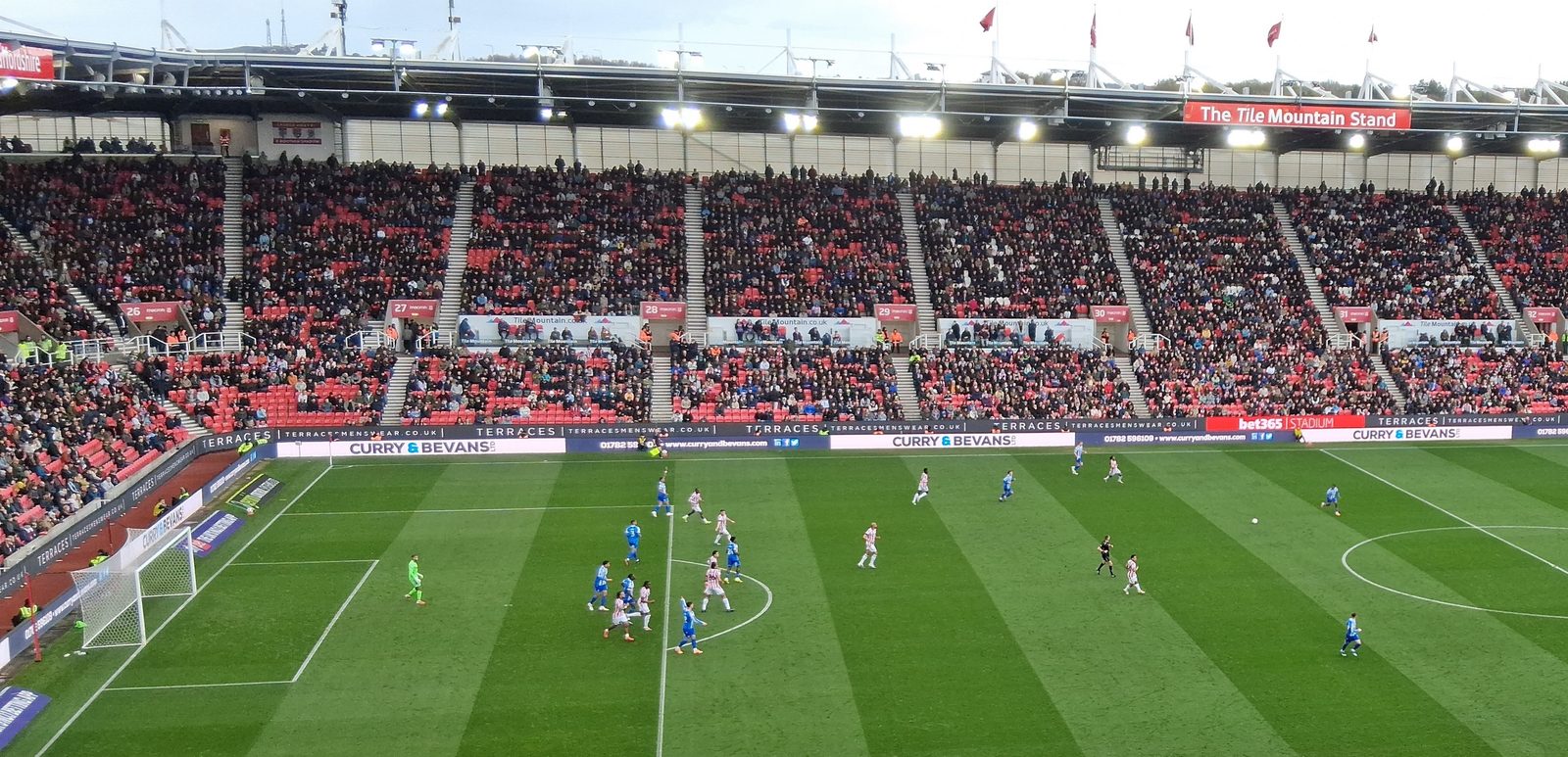 Curry and Bevans Ltd. pitchside advertising at the bet365 Stadium, Stoke City FC